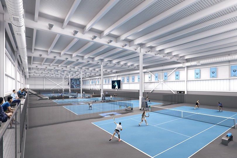 A rendeirng of the interior tennis courts at the new tennis center.