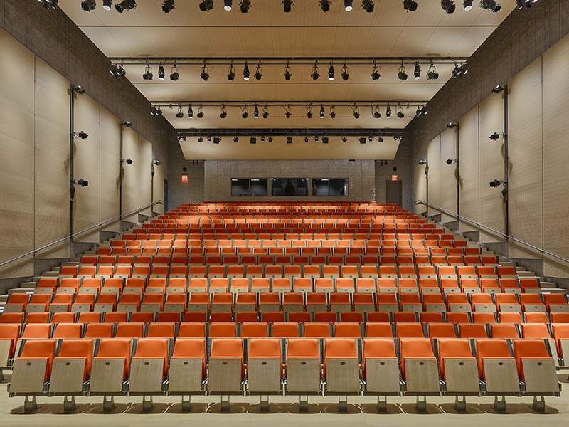 The 430-seat, multipurpose auditorium. Photo by Frank Oudeman. The Forum auditorium, a 430-seat space