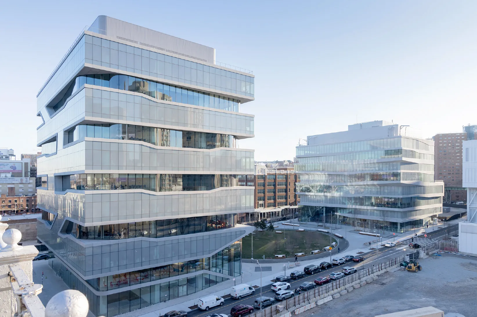 A view of Columbia Business School with The Square in the middle.