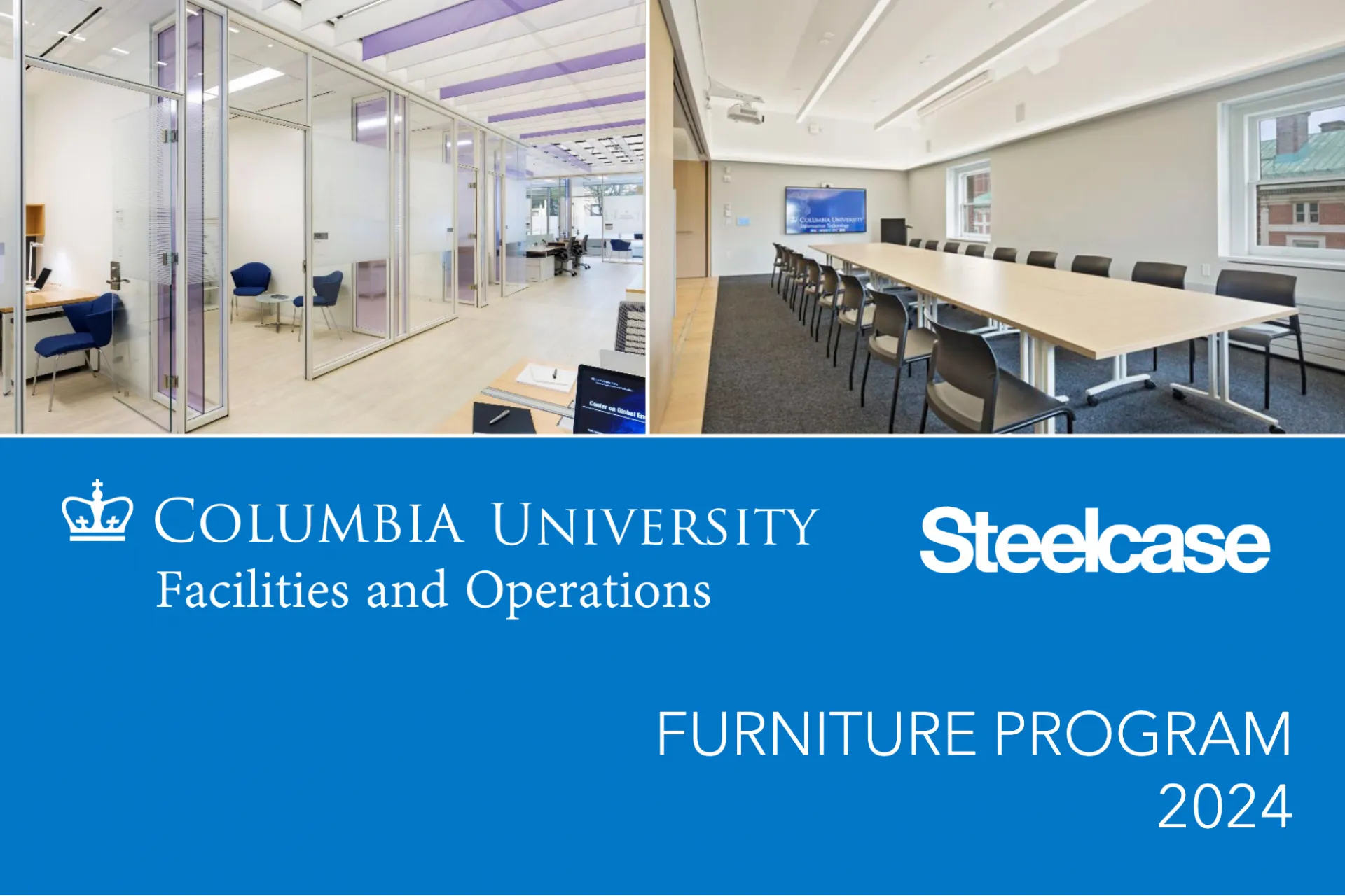 A screenshot of thd Furniture Program cover, which has two photos of furniture in office suites.
