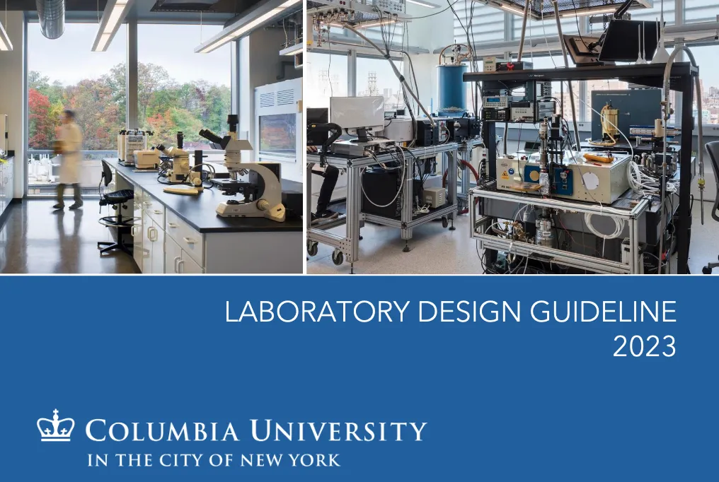 A screenshot of the cover of the Laboratory Design Guideline, with two photos of renovated labs on it.