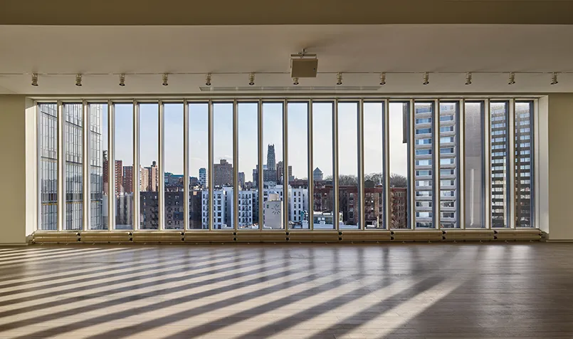 The view through the windows of the Lenfest Lantern Room.