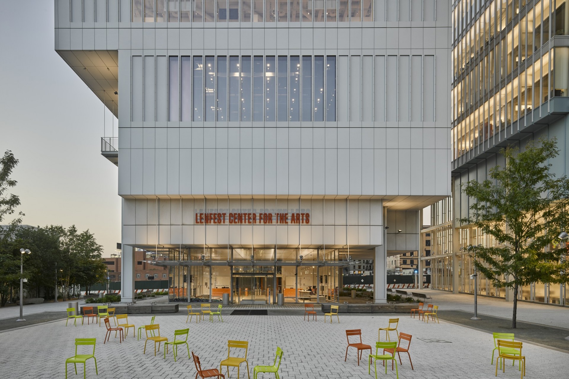 Photo by Frank Oudeman A view of Lenfest Center of the Arts with The Plaza in front.